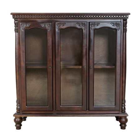 HIGHKEY 3 Door Carved Glass Accent cabinet LR962764